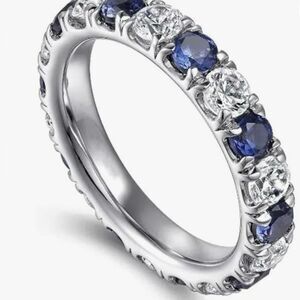 🔹 NEW Elegant Silver and CZ Blue Eternity Ring 🔹